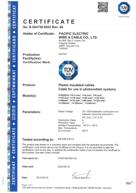 EN50618 certification